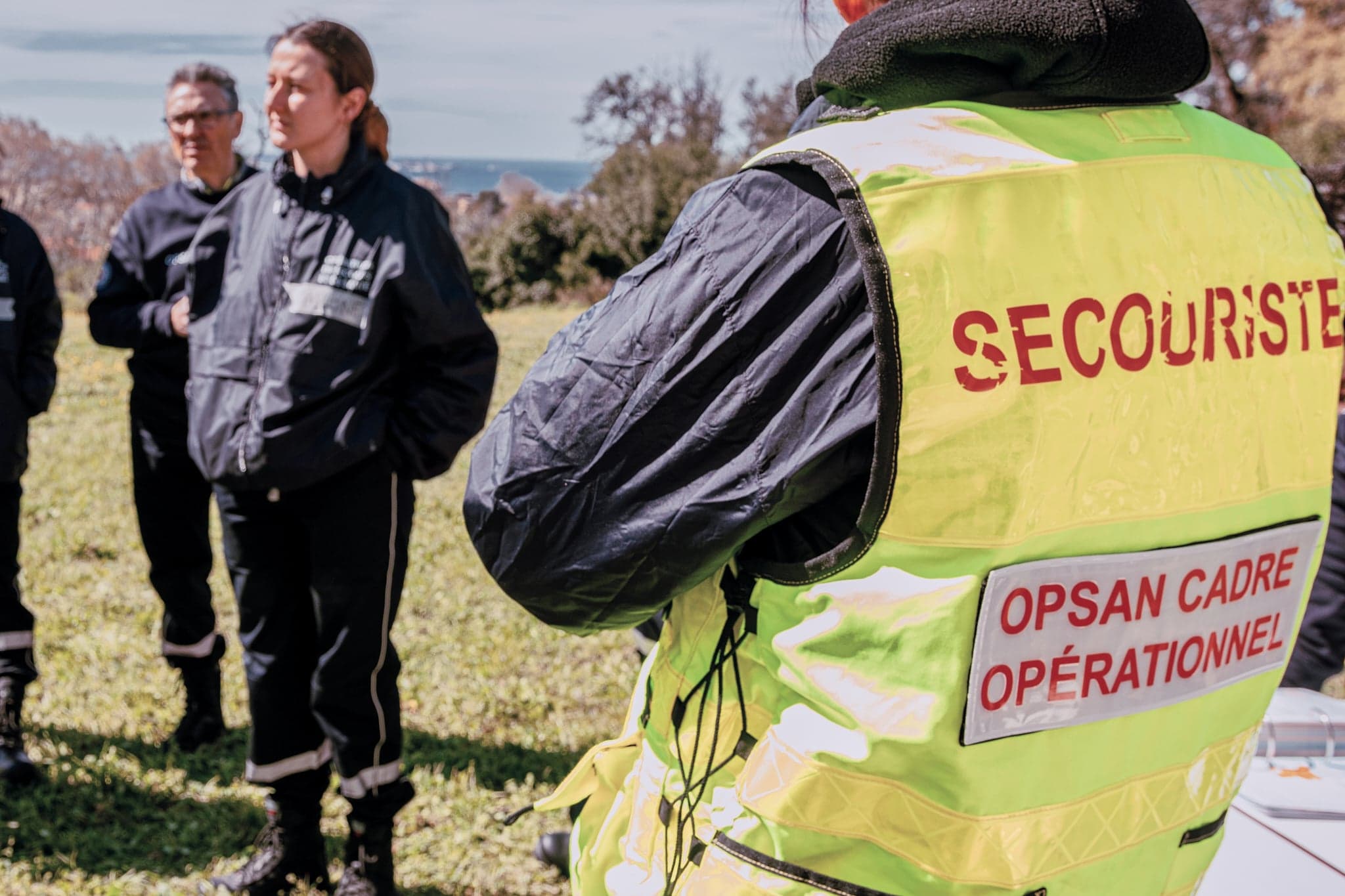 Bénévoles OPSAN en exercice de formation encadrés par l'UDSP 13